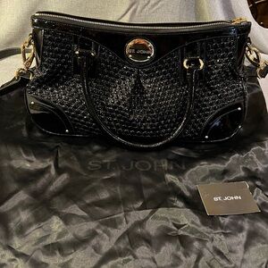 St. John Black Patent Quilted Leather Doctor Purse - tags included